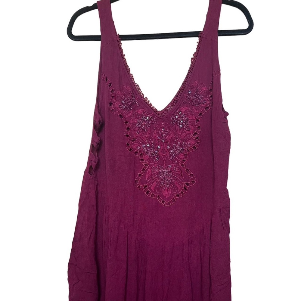 Free People burgundy/maroon beaded dress